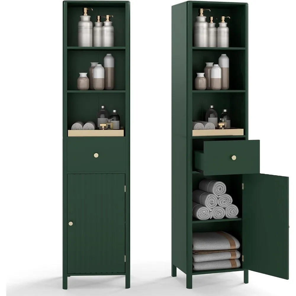 Tall Narrow Floor Cabinet w/Fluted Door