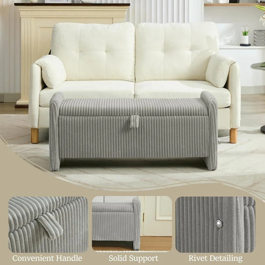 44'' Corduroy Storage Ottoman Bench