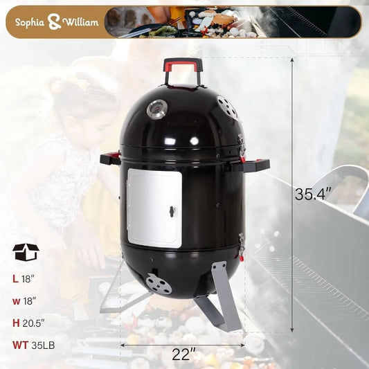 18-Inch Vertical Charcoal Smokers BBQ Grills