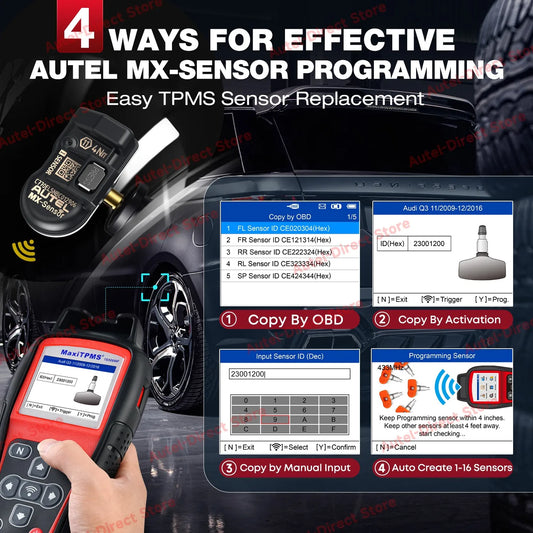 Wireless TPMS Programming Tool Kit, Activate, Reset and Program All Tire Sensors