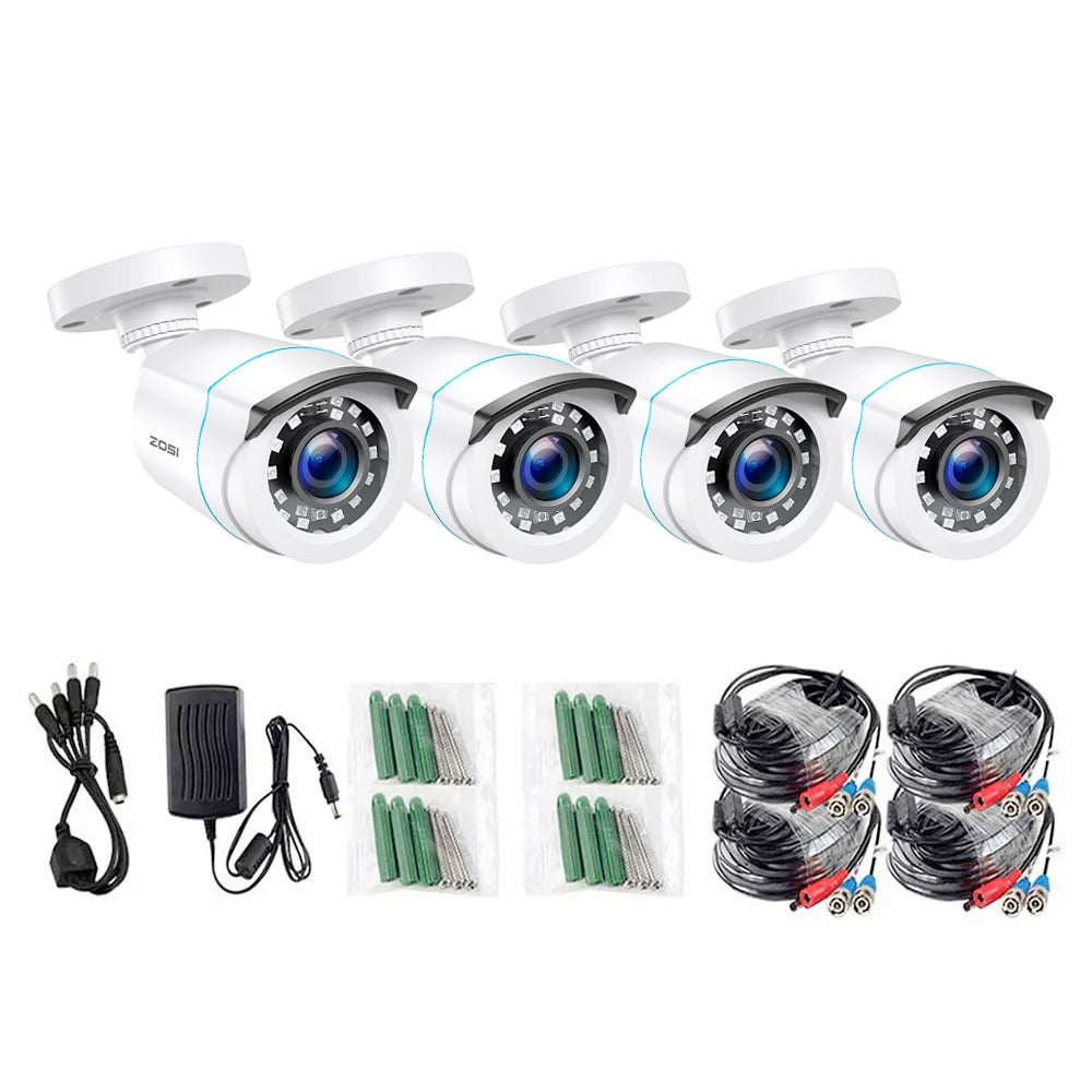 4 Pack HD Outdoor Indoor Weatherproof Bullet Surveillance Camera