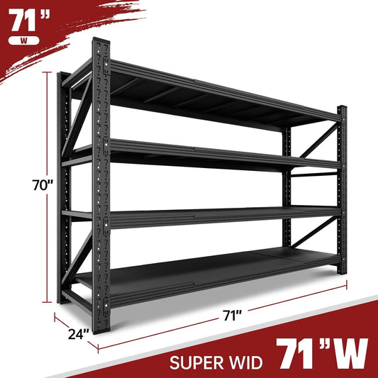 5000LBS 71" W Heavy Duty Metal Adjustable Garage Shelves