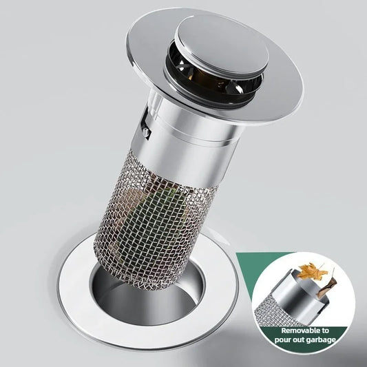 Stainless Steel Sink Drain Filter - Anti-Clog Hair Stopper & Odor Seal