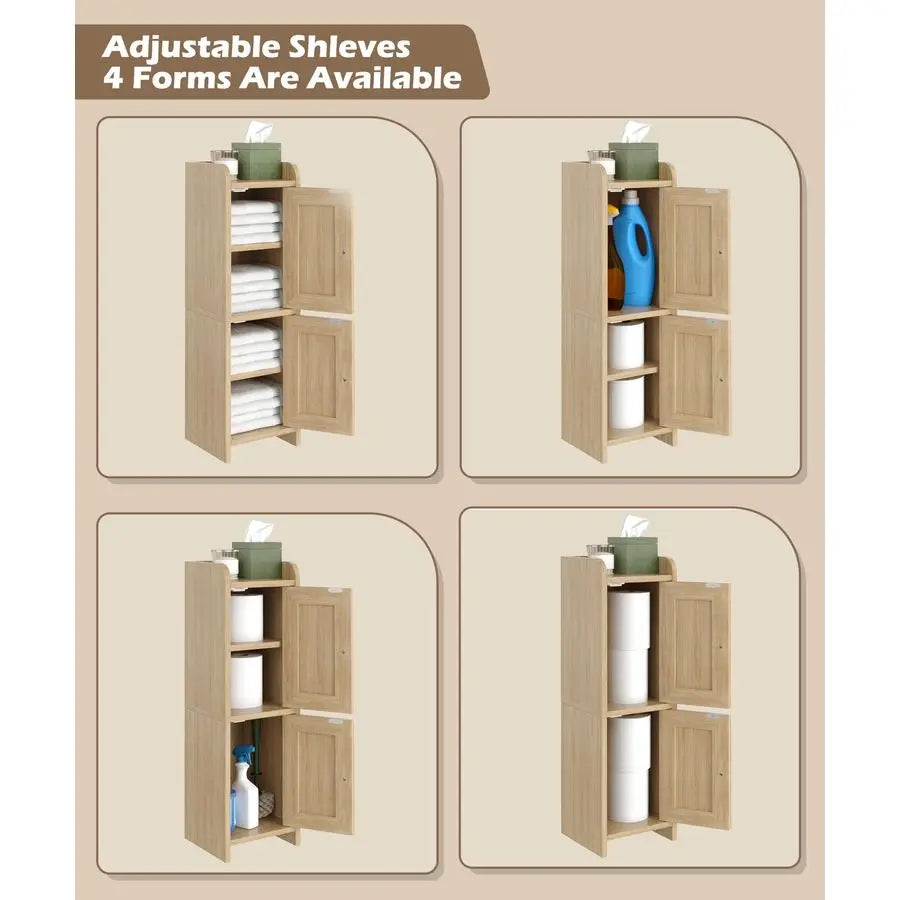 Small Rattan Bathroom Cabinet with 2 Doors