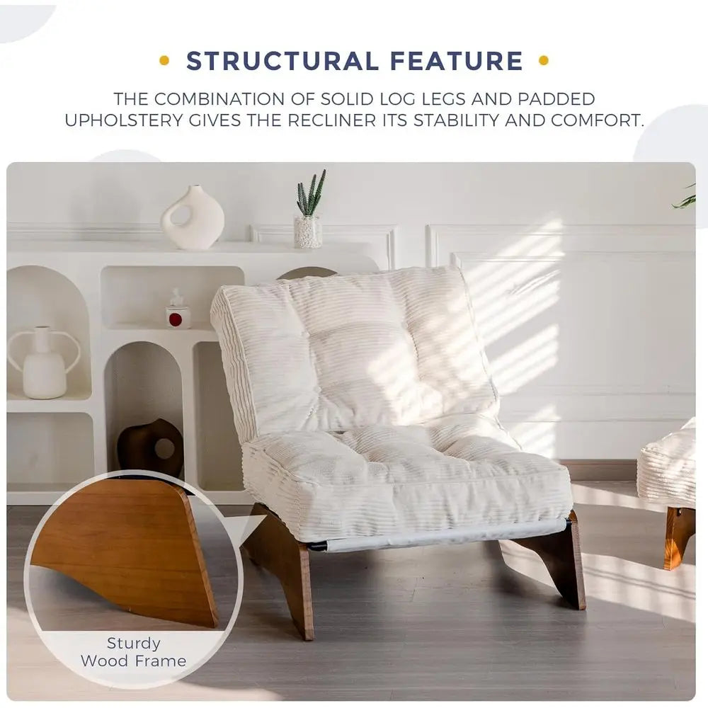 Upholstered Accent Chair with Ottoman and Adjustable Backrest