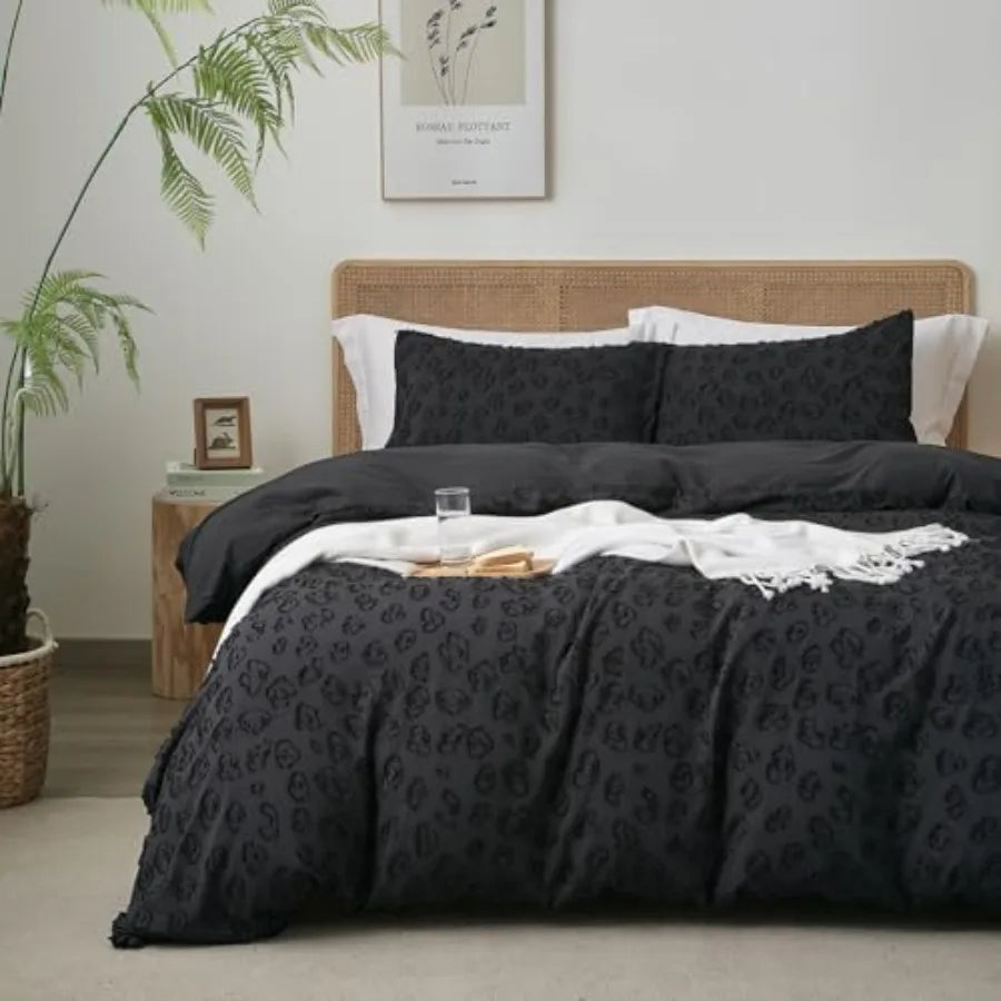 Queen Size, Soft Microfiber Duvet Cover with Button Closure and 2 Pillowcases