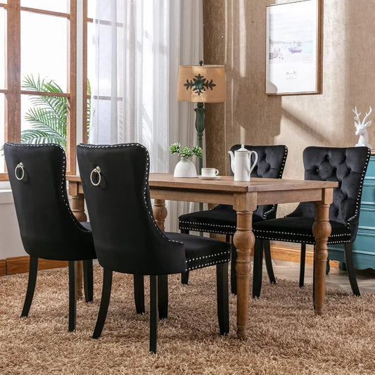 Black Velvet Dining Chairs Set of 4