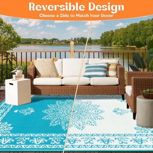 8x10 Waterproof Reversible UV Resistant Outdoor Rug