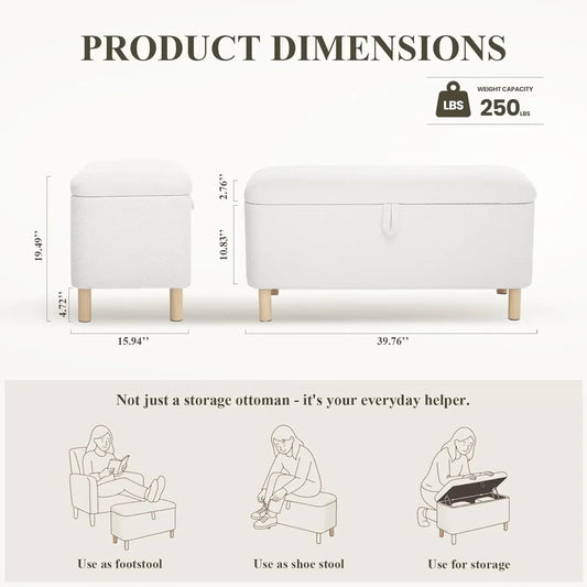 Storage Ottoman Bench with Wood Legs