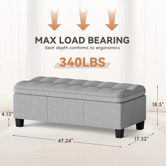Upholstered Storage Bench with Legs