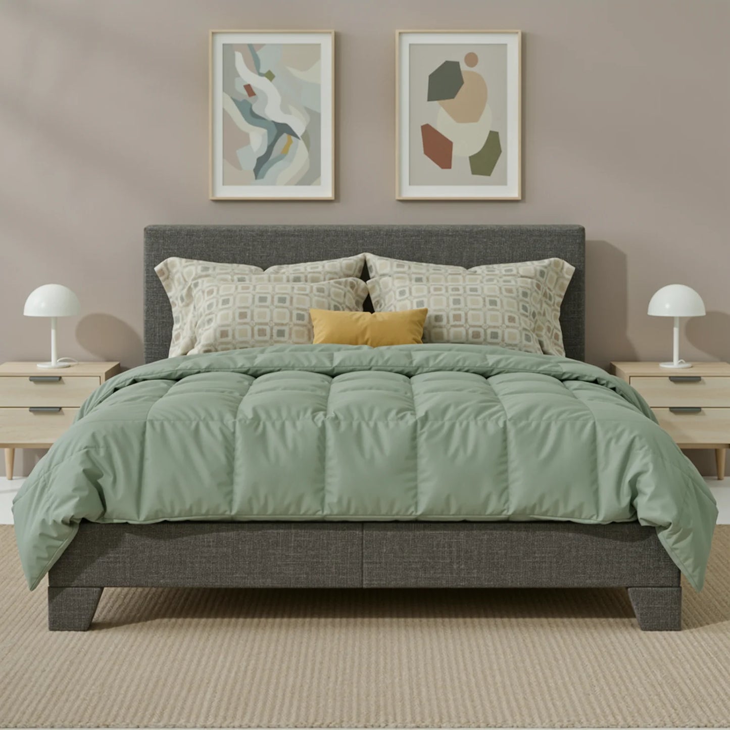 Upholstered Bed Frame with Adjustable Linen Headboard