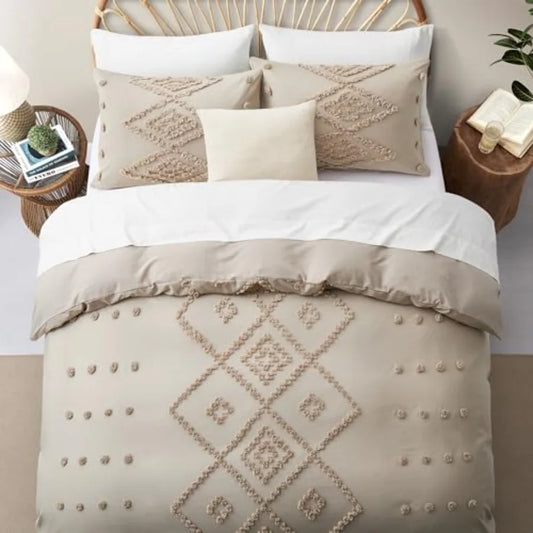 King Size Tufted Duvet Cover Set for All Seasons