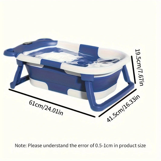 Folding Baby Bath Tub with Temperature Gauge and Cushion