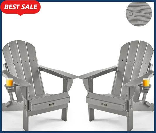 2 Pack Weather Resistant Folding Adirondack Chairs