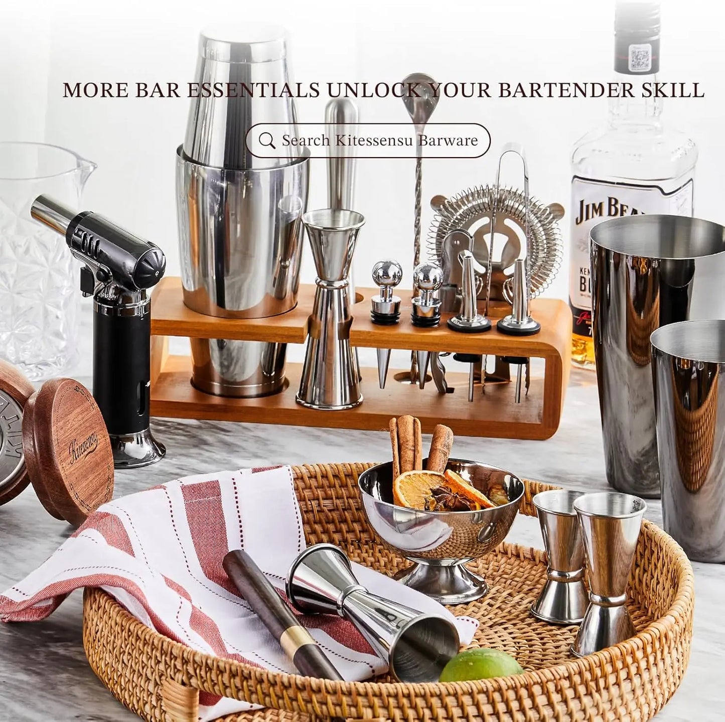 Professional Cocktail Shaker Set with Stand