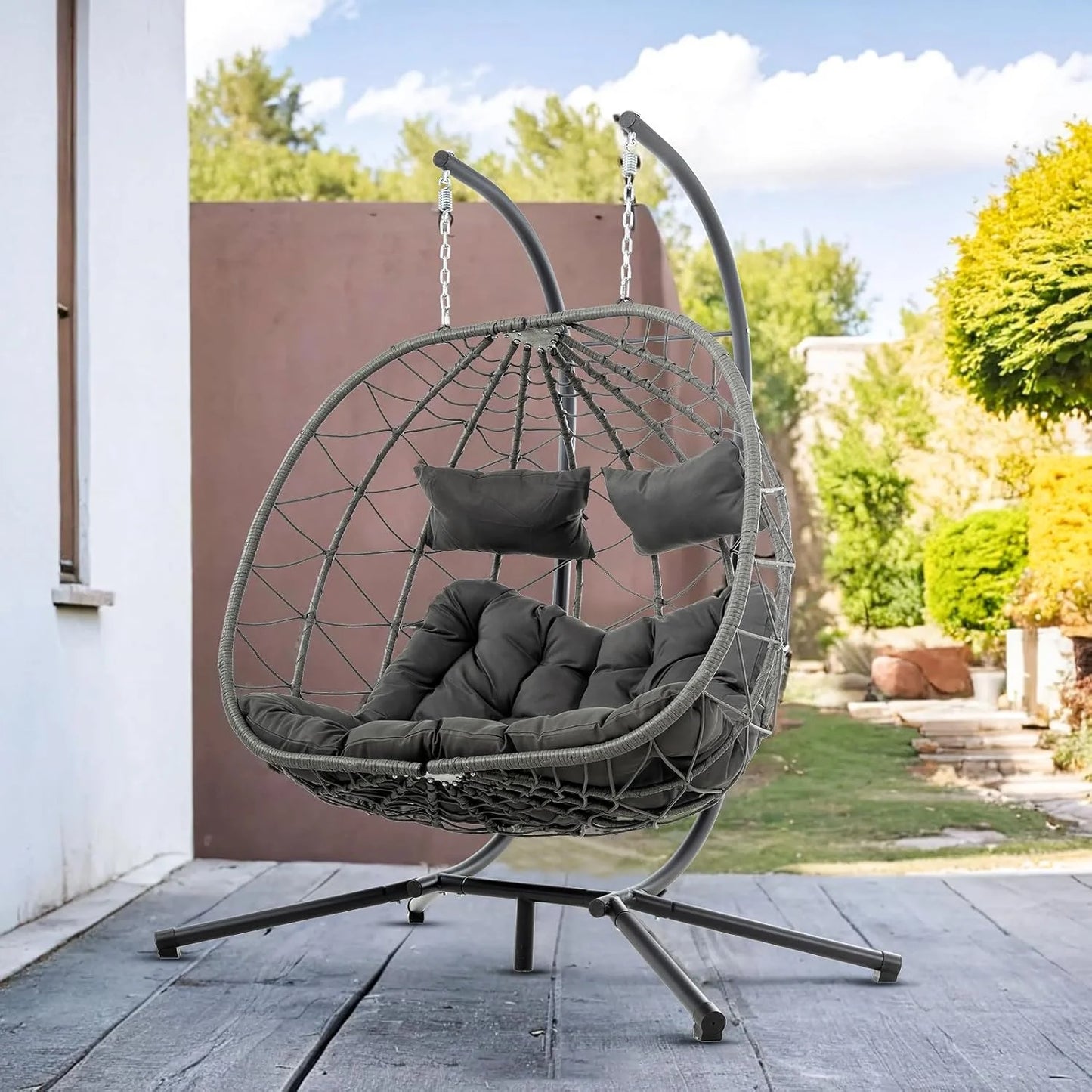 Double Egg Swing Chair with Stand