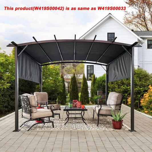 12x9ft Outdoor Pergola Patio Gazebo with Retractable Shade Canopy