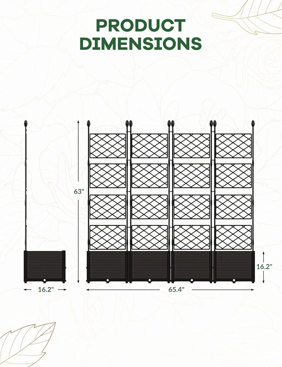 Raised Garden Bed with Trellis Planter with Privacy Screen