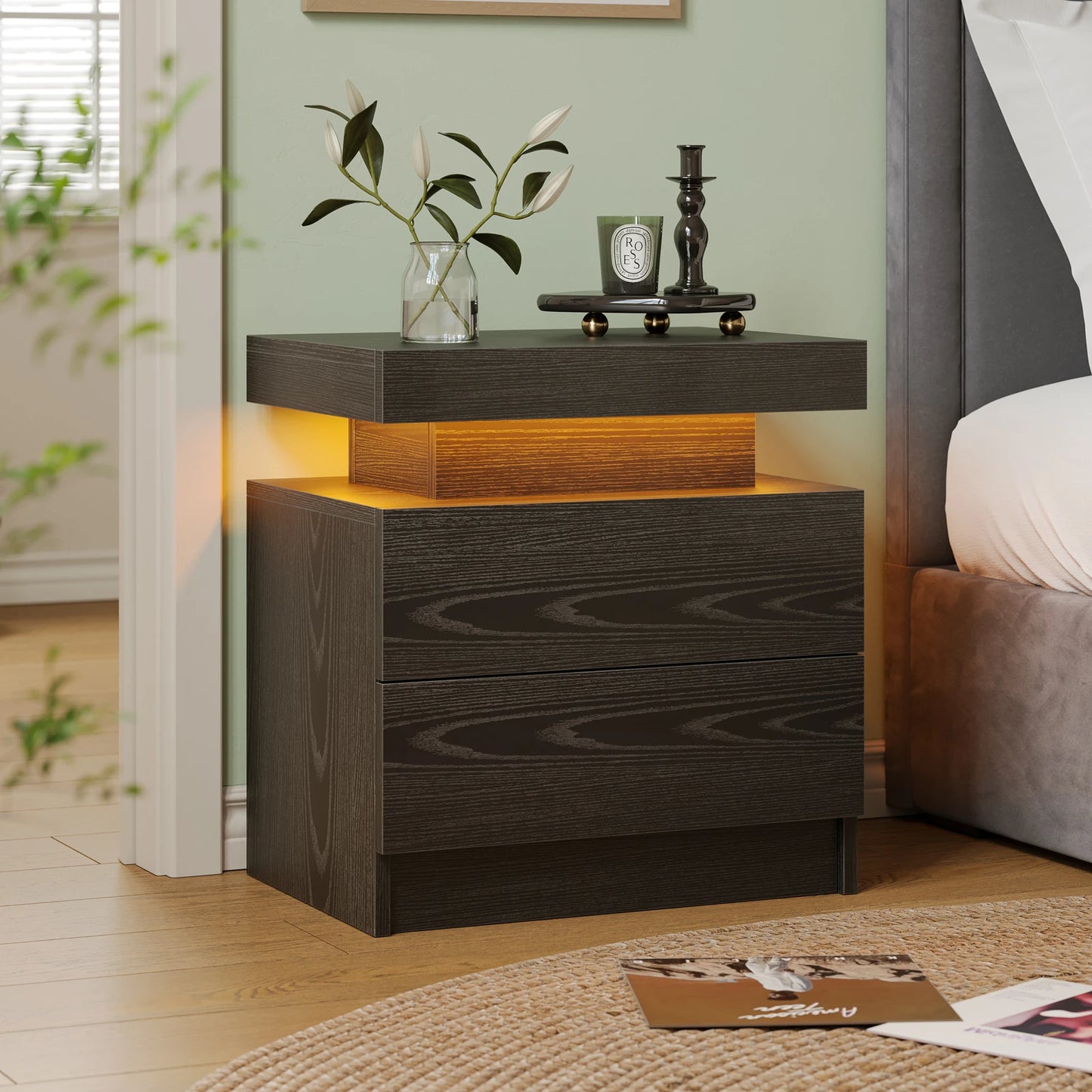 Cubehom LED Nightstands/End Table with 2 Drawers