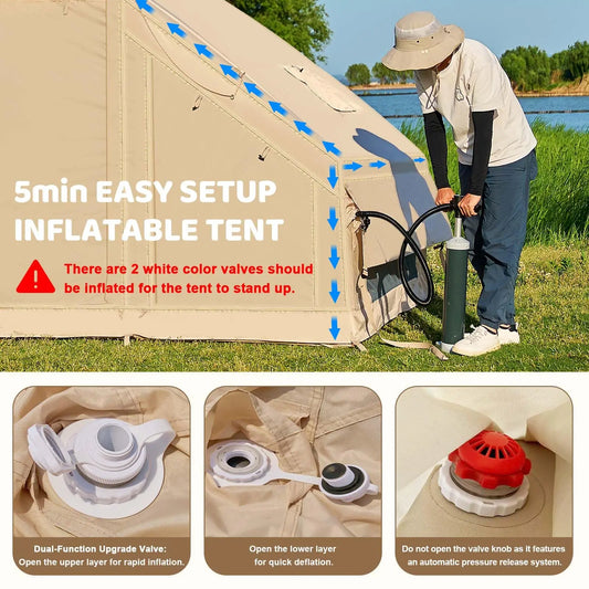 4-6 people Inflatable Camping Tent, Easy Setup