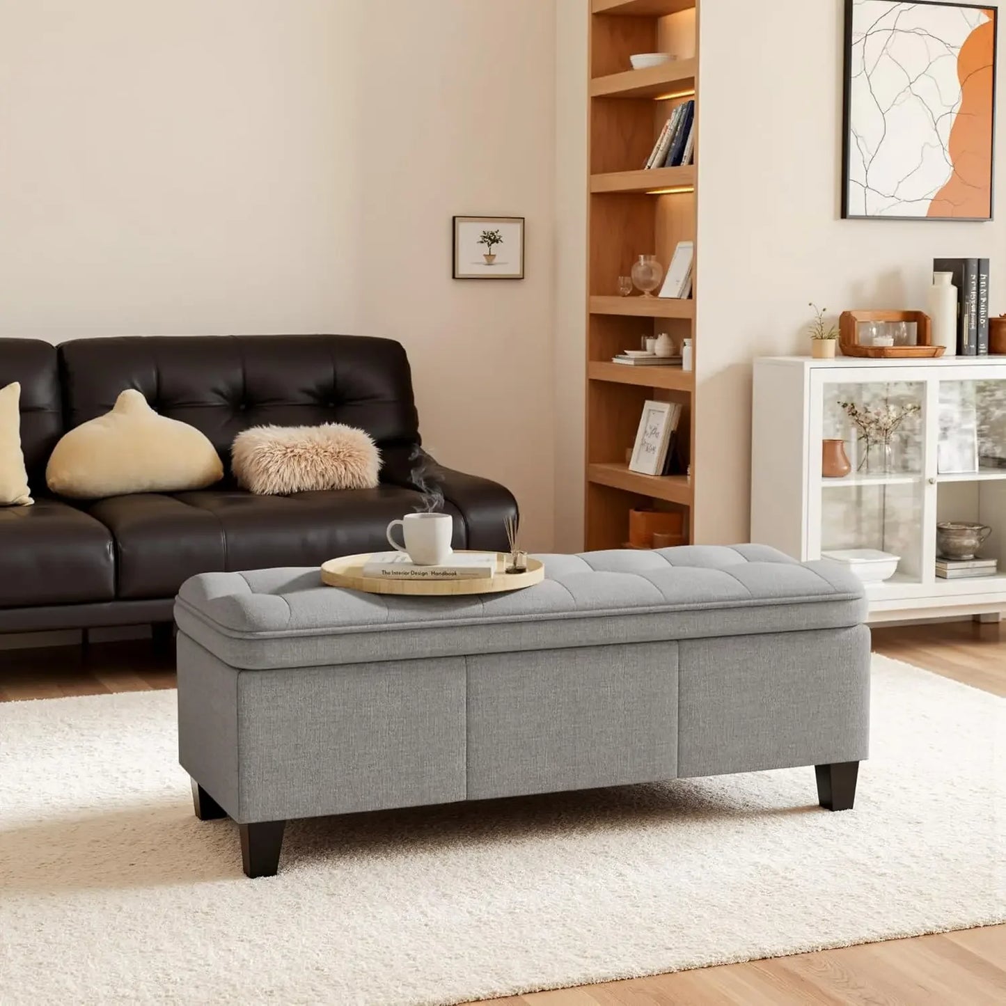 Upholstered Storage Bench with Legs