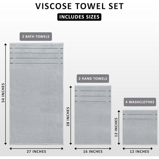 8-Piece Luxury Viscose Stripe Towel Set
