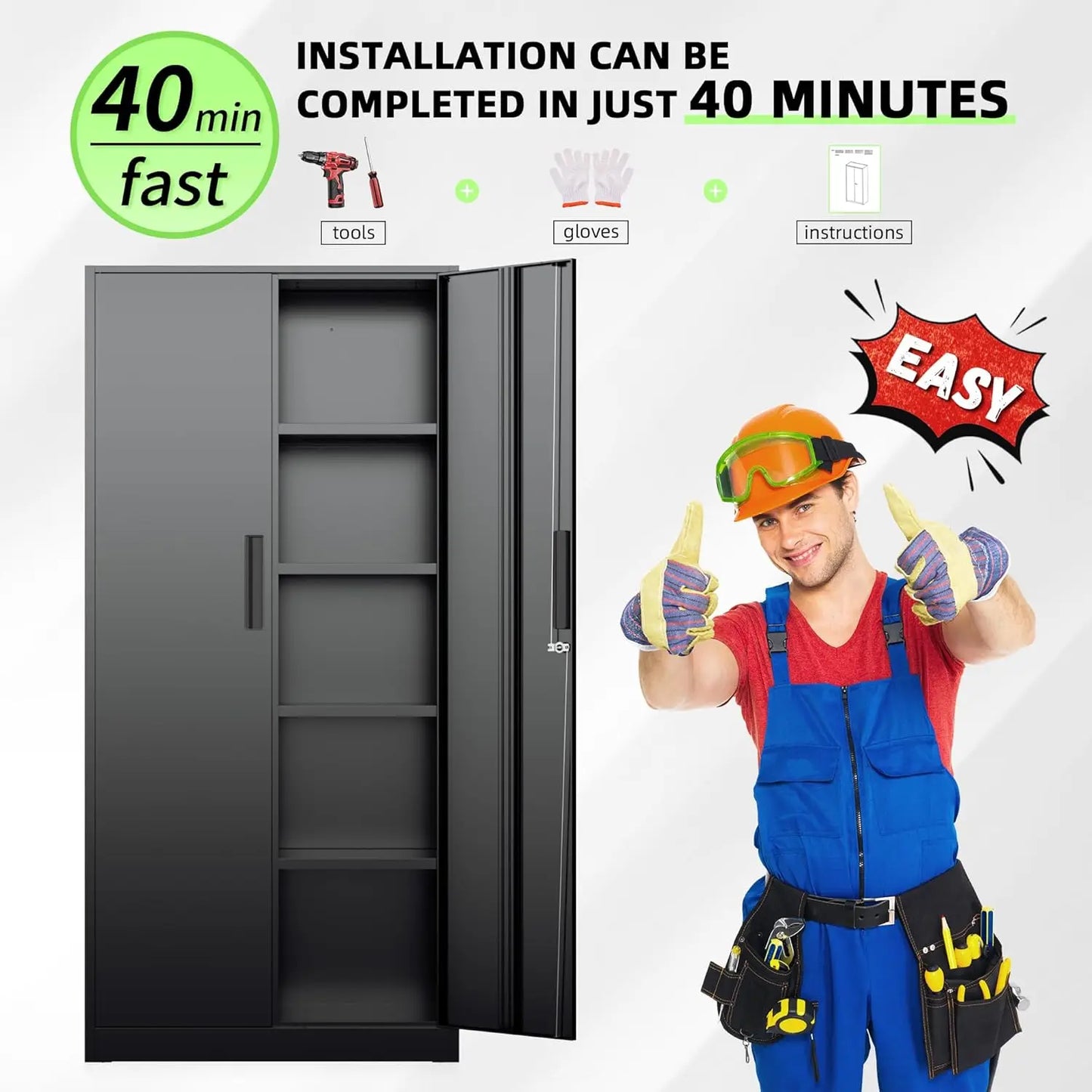 71" H Garage Storage Cabinet with Wheels