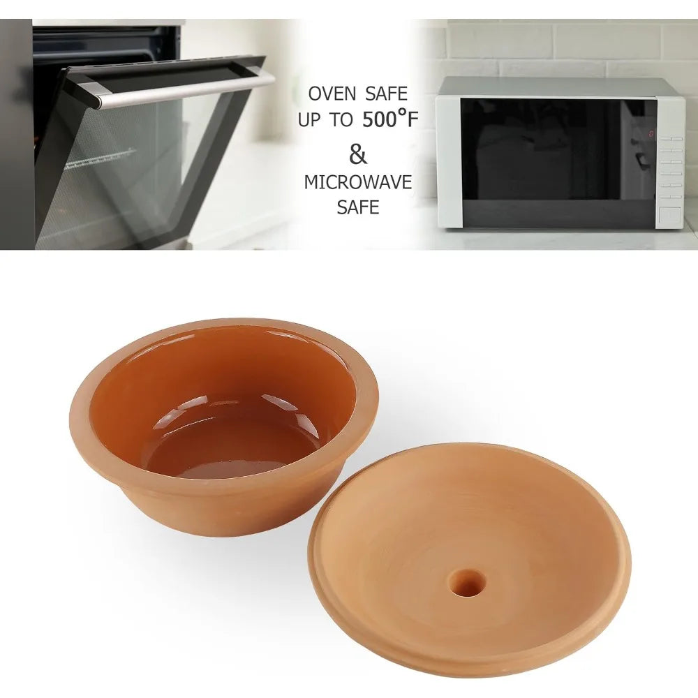 Natural Clay Dutch Oven, Lead-Free & Microwave Safe