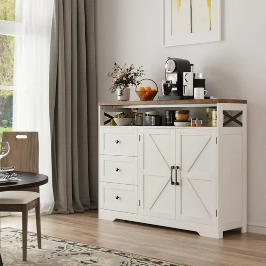 Best Seller, Buy Now! Farmhouse Buffet Cabinet with Drawers & Open Shelf