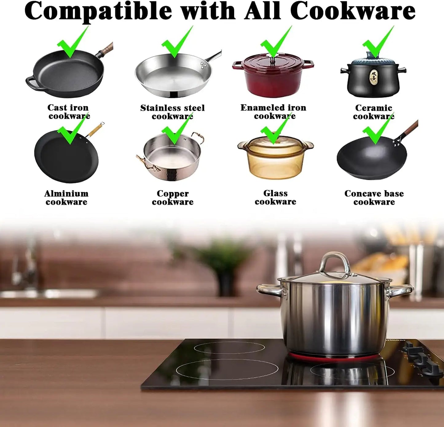 Karinear 4 Burners Electric Cooktop, 24 Inch Built-in, Hard Wire(No Plug)