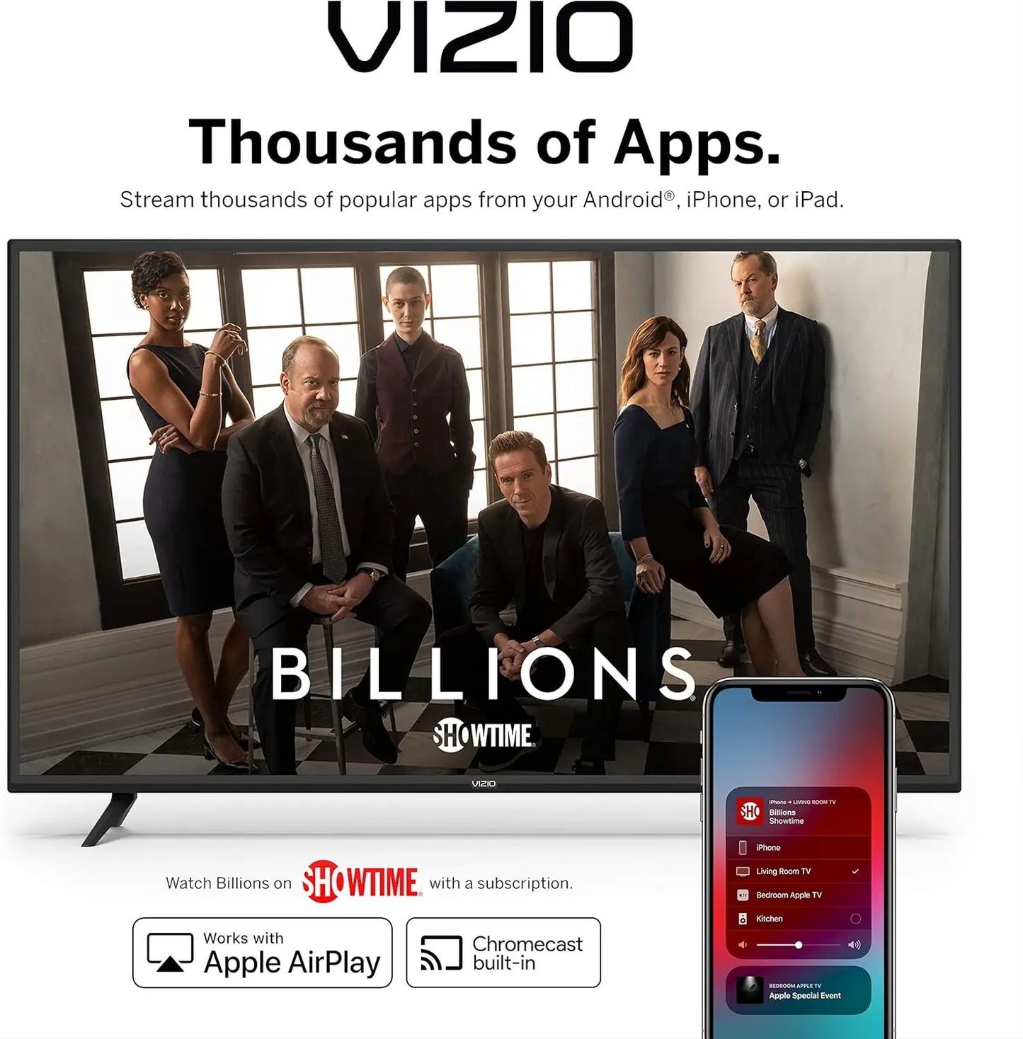 65 Inch 4K Smart TV with AirPlay & Chromecast