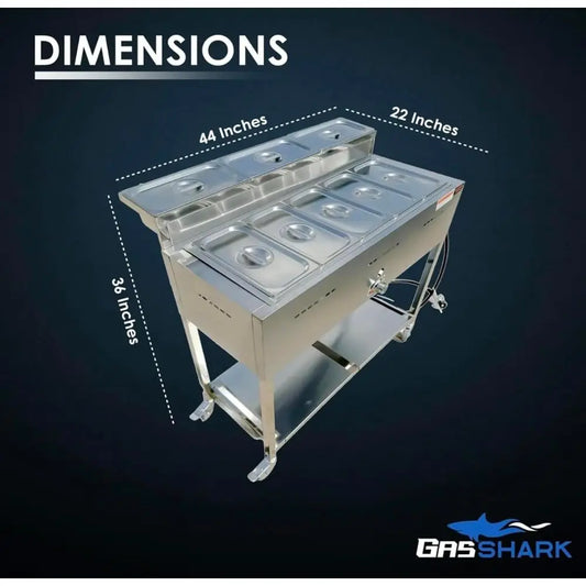 5 Pan Heavy Duty Commercial Steam Table/Food Warmer Cart