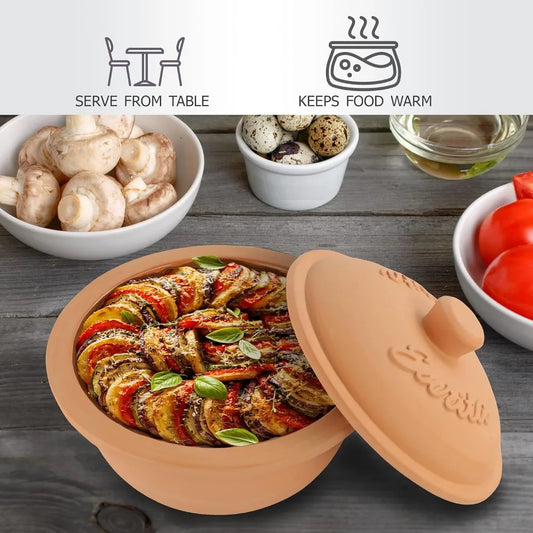 Natural Clay Dutch Oven, Lead-Free & Microwave Safe