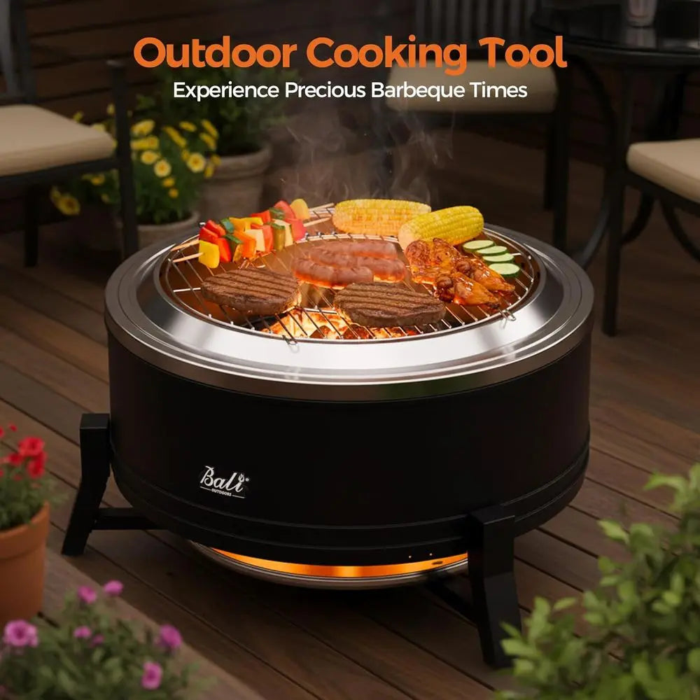 Portable 27 Wood-Burning Outdoor Fire Pit with Ash Pan