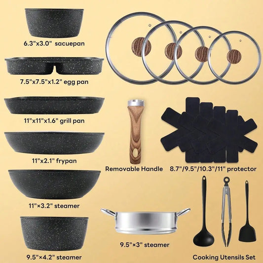 17 Piece Kitchen Cooking Set With Stay Cool Handles