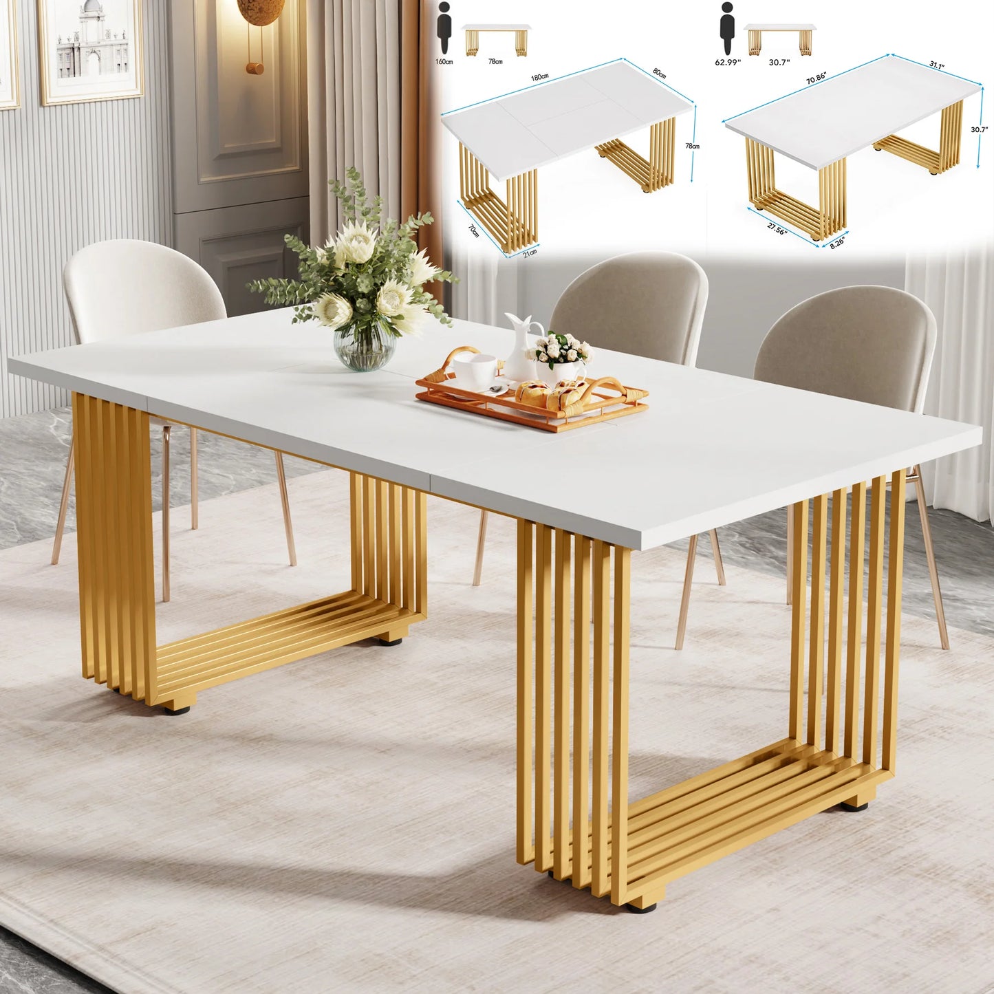 Tribesigns 63-Inch Rectangular Dining Table for 4 to 6