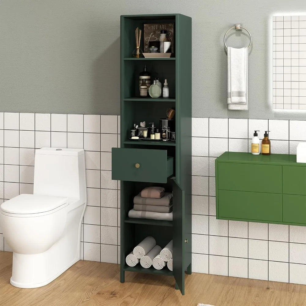 Tall Narrow Floor Cabinet w/Fluted Door