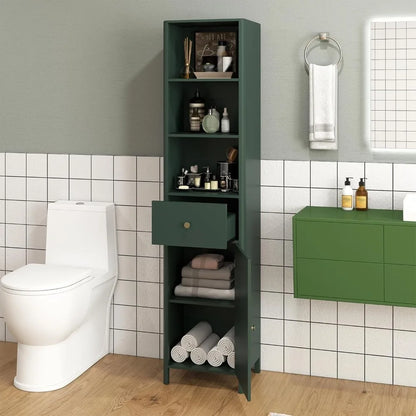 Tall Narrow Floor Cabinet w/Fluted Door