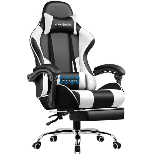GTPLAYER Gaming Chair with Footrest, Lumbar Support, Swivel Seat,