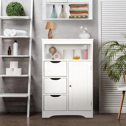Wooden Bathroom Storage Cabinet with 3 Drawers and 1 Door