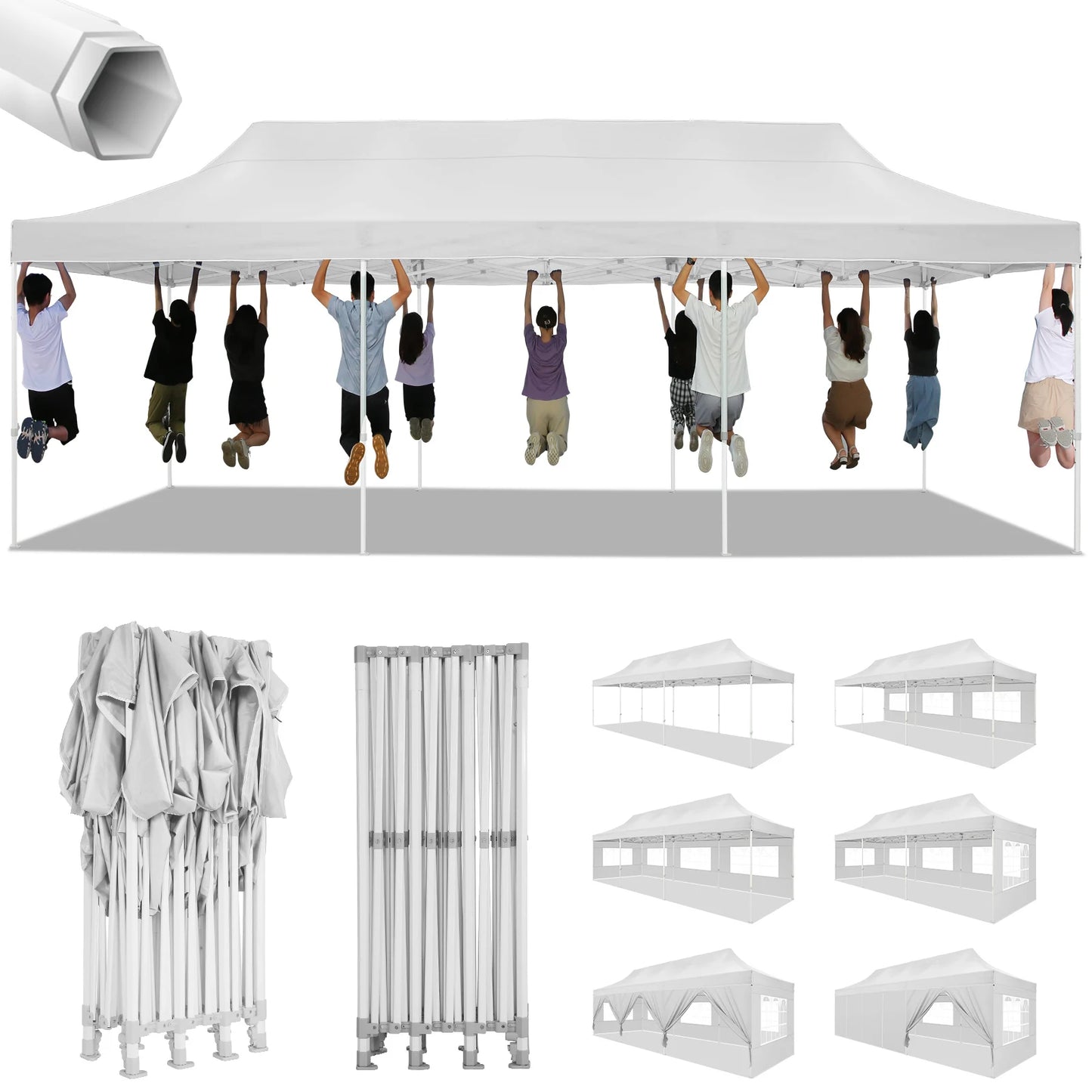 10x30ft Pop Up Canopy Event Tent With Heavy Duty Marquee Awning