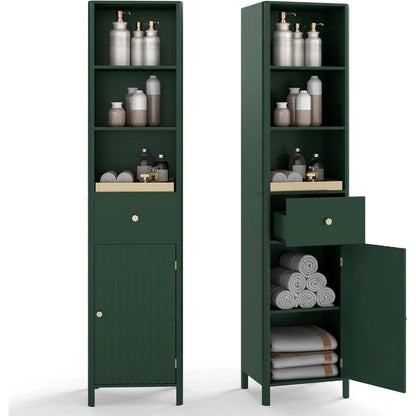 Tall Narrow Floor Cabinet w/Fluted Door