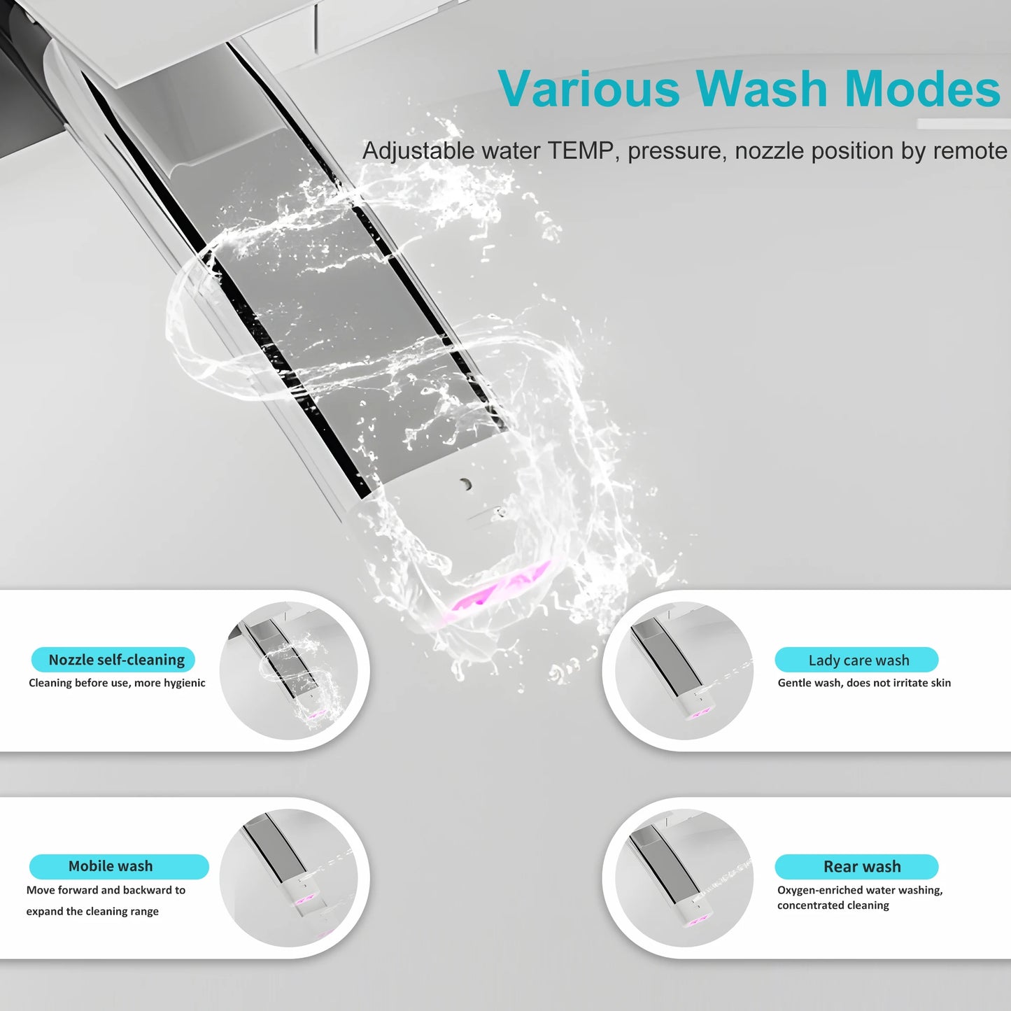 Smart Toilet with Built-in Bidet, AUTO Open/Close