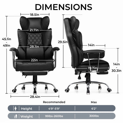 Big and Tall Ergonomic Gaming Chair with Pocket Spring Lumbar Support