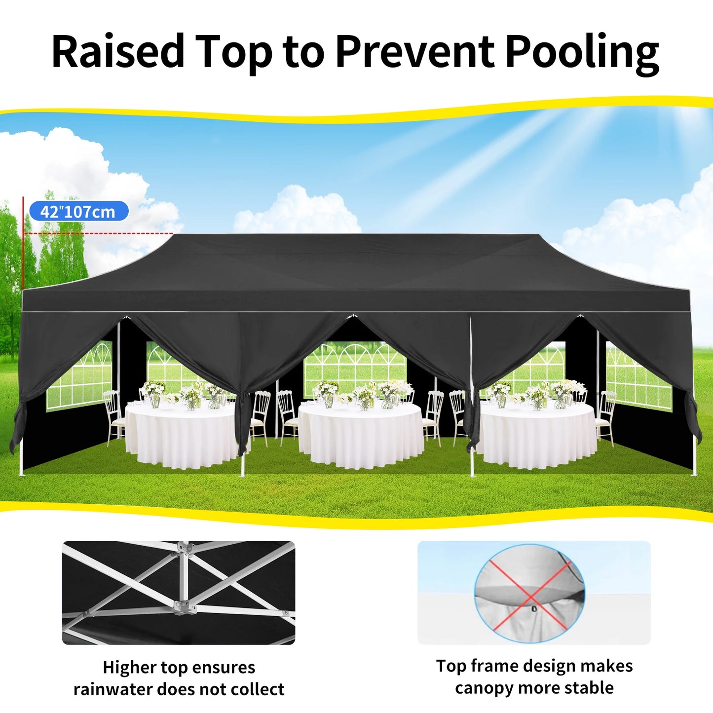 10x30ft Pop Up Canopy Event Tent With Heavy Duty Marquee Awning