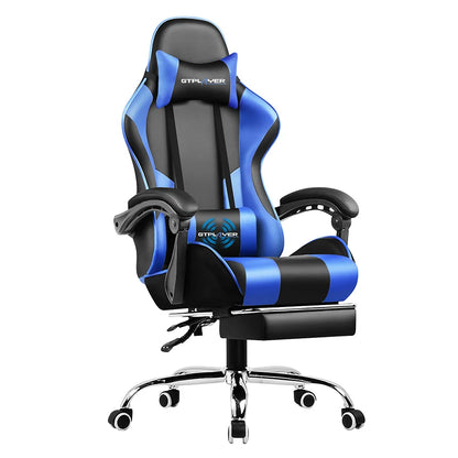 GTPLAYER Gaming Chair with Footrest, Lumbar Support, Swivel Seat,