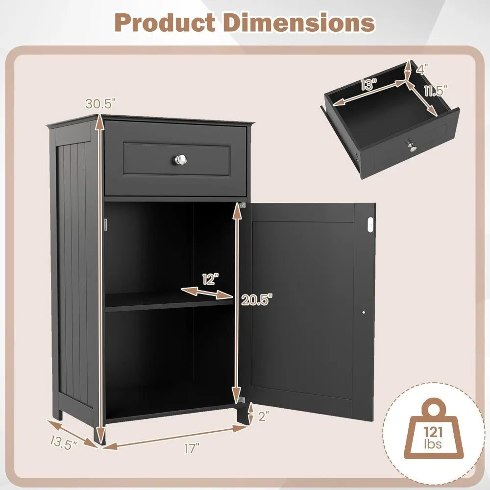 Single Door Storage Cabinet with Drawer