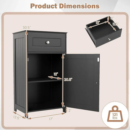 Single Door Storage Cabinet with Drawer