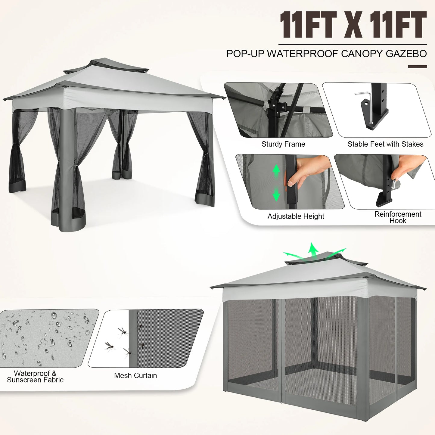 12x12 Pop up Gazebo with Mosquito Netting