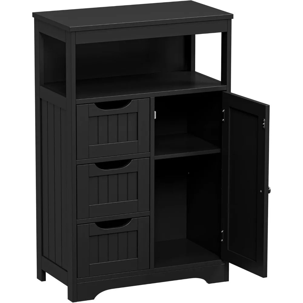 Wooden Bathroom Storage Cabinet with 3 Drawers and 1 Door